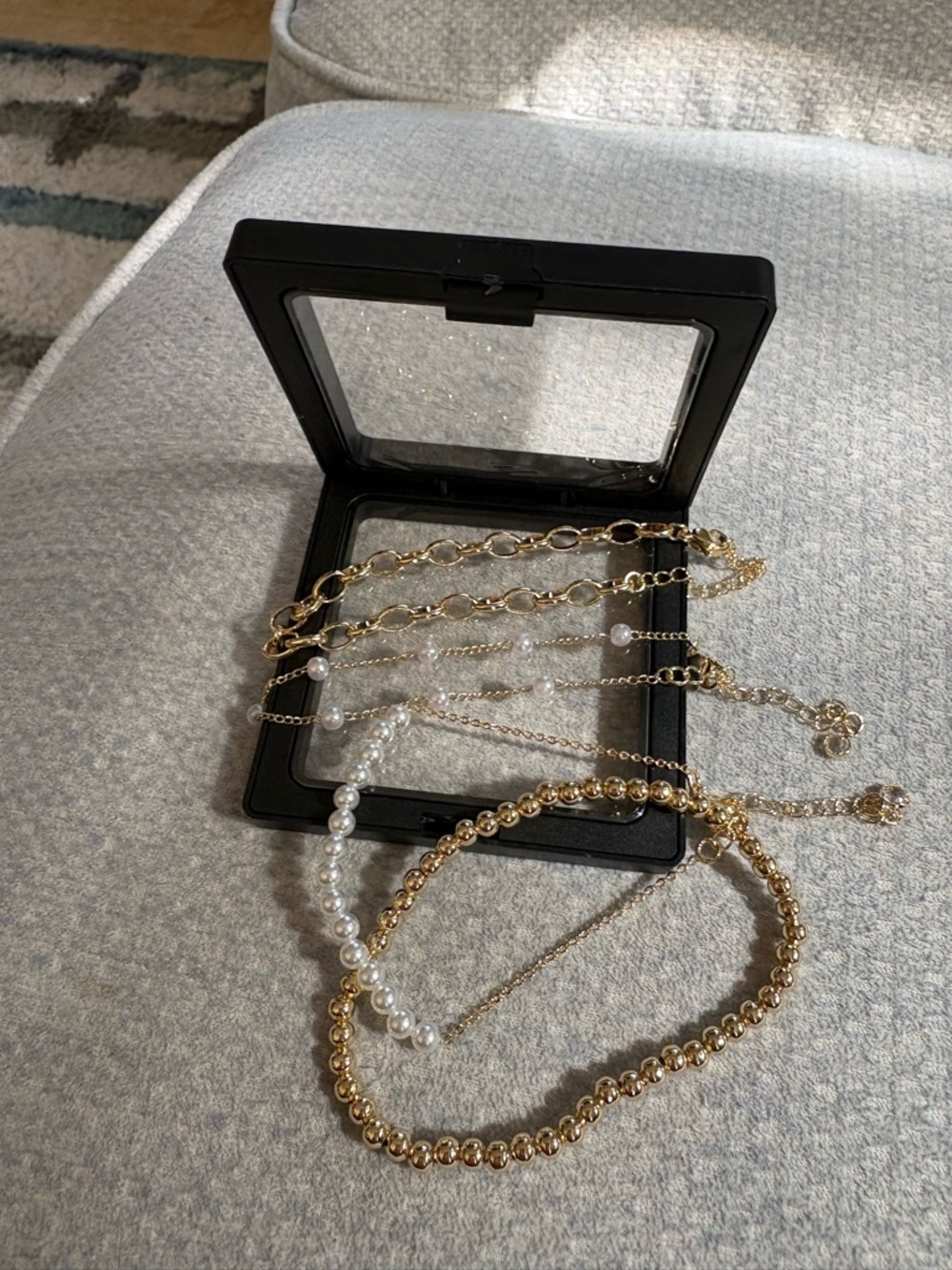 Gold and Pearl Multi-Chain Necklace Set - Women Jewelry